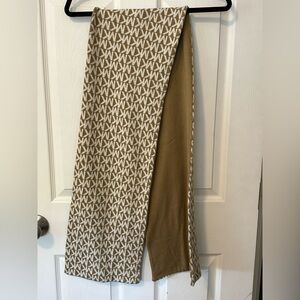 Michael Kors Scarf MK Monogram Tan Beige White Knit Logo